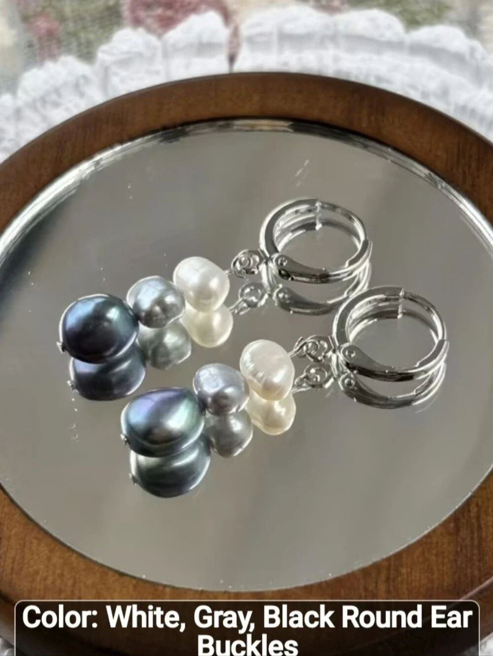 🩶🤍NEW🩶🤍 BEAUTIFUL!! TRI-COLOR Ombre FRESHWATER PEARL Dangle Earrings